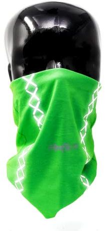 REEFLEXX Plain Green Loop, Schlauchschal Halstuch Multifunktionstuch Grün, bedruckt und mit Reflektoren atmungsaktiv, für Erwachsene