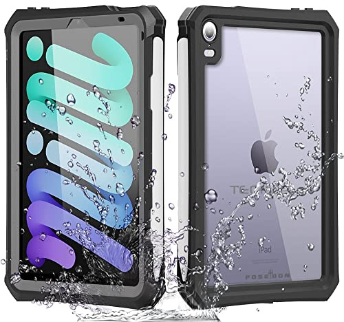 TECHGEAR wasserdichte Hülle für iPad mini 7, Mini 6 (7. / 6. Generation (Poseidon Case) Schlanke Robuste Rüstung Stoßfest, Wasserdicht Hülle mit eingebauter Displayschutzfolie, Ständer, Umhängeband