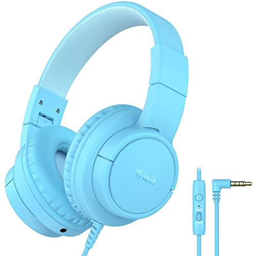 Tribit Casque Audio Enfant, Casque pour Enfant Filaire avec Microphone Starlet01 Technologie du Son sûr avec Volume Limité 85/94dBA, SharePair (Partage), HiFi Stéréo Écouteurs pour Enfants-Bleu