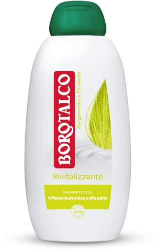 Borotalco Bagnodoccia Rivitalizzante Bergamotto e Tè Verde, Bagnoschiuma Corpo, Formula Rivitalizzante, Energia e Vitalità, Effetto Borotalco sulla Pelle, Dermatologicamente Testato, Flacone da 600 ml
