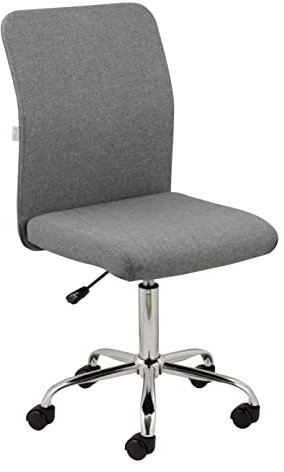 Baroni Home Chaise de Bureau Pivotante à 360° en Tissu avec roulettes, Chaise Assise Ergonomique, Chaise Rembourré avec Hauteur Réglable, sans Accoudoirs, Gris