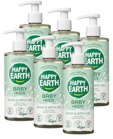 Happy Earth Baby Wasgel - Duschgel für Kinder - Für die Badewanne - 100% Natürliche Inhaltsstoffe & Vegan - Seifenfrei - 300 ML
