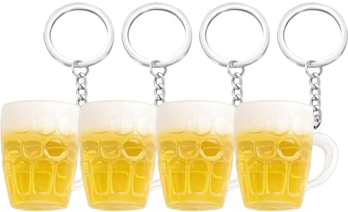 Calaron 4 stycken ölsejdel nyckelring bil modell bilväska ryggsäck tillbehör nyckelring handväska hänge dricka plånbok bil hängande ornament vin dryckesbägare charm, Så som visas, 4x3cm