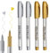 4 Stück Gold Silber Metallic Marker Stifte Set, Metallic Marker Stifte Set, Glänzende Highlight Marker Stifte für Kartenherstellung, Permanente Acrylmarker für Kartenherstellung Malerei Album(1,5 mm)