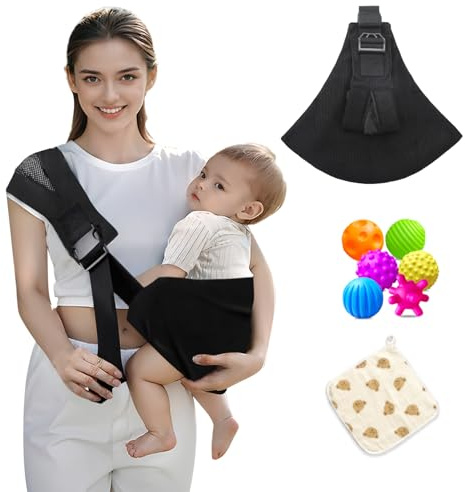 Baby Sling Carrier, Toddler Carrier, Adjustable Portable Ergonomic Support Lightweight Breathable Cotton Single Shoulder Hip Seat Carrier for Walks, Shopping, Park & Family Outings, Washable, Corduroy