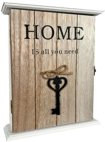 PALUPLUS Cassetta Portachiavi in legno, misura 19x5,5x24 cm, Pensile con portachiavi da parete, Scatola Organizer per chiavi -798C (Legno)