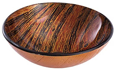 SnamicE Bathroom Vessel Sink Flames Tempered Glass Vessel Sink Bowl Round Counter Top Installation Bathroom Vessel Vanity Sink Art Basin with Brass Pop Up Drain, Mounting Ring,