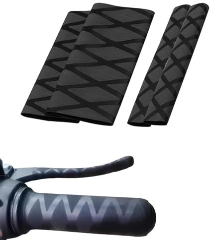 DHWEKU 4 Pièces Housse de poignée de moto thermorétractable antidérapante, facile à résoudre le vieillissement des mains collantes, compatible avec la poignée Ducati Honda Yamaha (texture maillée)