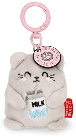 Legami - ¡Llavero Super Soft! Tema Kitty, Llavero de Peluche, Colgante con Mensaje Grabado y Mosquetón de Zinc, 7x11 cm