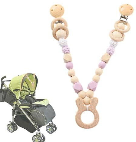 Pram Toy | Sensory Wooden Pushchair Chain Toy - Pram Accessories Chain for Children, Toddler, Kids, Boys and Girls Sensory Fun