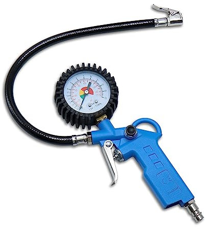 CCLIFE Reifendruckprüfer & Reifenfüller mit Ventil-Kern-Werkzeug, Schlauchlänge 300 mm,12 Bar (170 PSI) – Reifendruckmesser für Auto, Fahrrad, Lkw, Motorrad