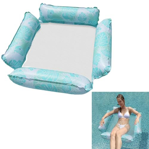 Syiyunran Piscine Hamac Gonflable Matelas Transat - Bleu, 1 Pièce, Accessoire Eau de Natation Lit Hamac, Chaise Longue, pour Piscines, Bouee Adulte, Parcs Aquatiques, Plages, etc