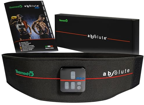 TESMED Absolute: Elektrischer EMS-Bauchmuskeltrainer-Gürtel. EMS-Trainingsgerät für zentrale und seitliche Elektrostimulation des Bauches. Unisex, Wiederaufladbar, Made in Italy.