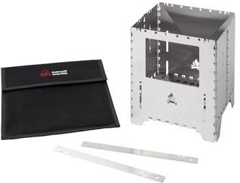 Bushcraft Essentials BUSHBOX XXL + utomhusspis | hobo-spis | grill | lägereld | Camping | trä | gas | Spiritus | vikbar | kompakt | rostfritt stål | 100 % tillverkad i Tyskland