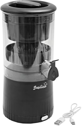 Basilico trådlös juicepress – elektrisk citruspress med kran – färska vitaminer med en knapptryckning – noggrann och effektiv – avtagbara delar diskmaskinssäker – uppladdningsbar