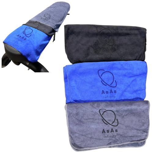 AsAs infinity Toallas Gimnasio Azul Gris y Negro Hombre Mujer | Toalla Deportiva 80x40 cm | Toalla Gym Microfibra | Gym Towel | Toalla Crossfit, Yoga, Fitness