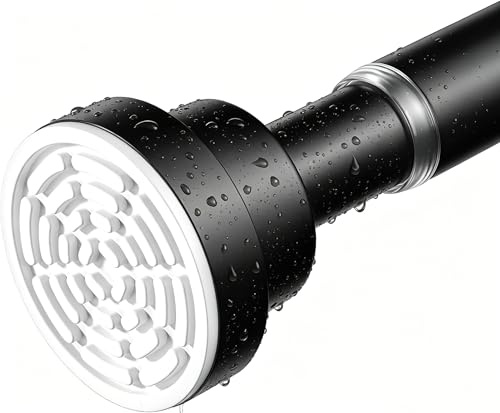 AIZESI Tringle Rideau Sans Percage 79-200 cm Tringle Rideau Extensible, Barre Extensible Sans Percage Noir en Acier Inoxydable pour Rideau de Bain，Fenêtre, Porte, Penderie (Diamètre 22 mm)
