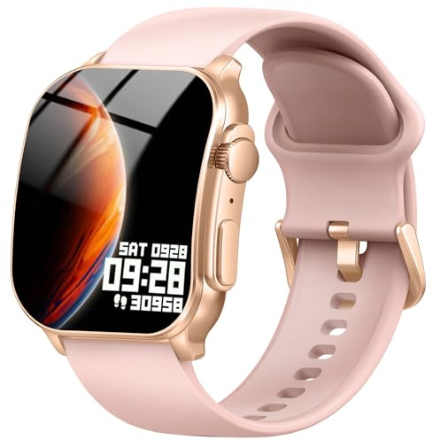 Smart Watch for Women, 2.01 AMOLED Curved Display Fitness Tracker with Answer/Make Calls, 100+ Sport Modes, 24/7 Heart Rate/Sleep Monitor/Pedometer, IP68 Waterproof SmartWatch, for Android iOS Pink