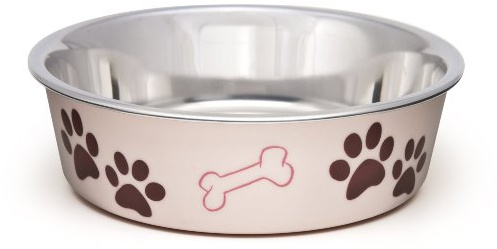 Loving Pets Bella - Cuenco de Acero Inoxidable para Perro, Antideslizante, Apto para lavavajillas y Resistente a Las bacterias, Plato metálico para Mascotas, Color Rosa Paparazzi, Mediano (796 ml)