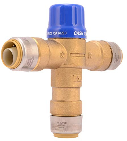 Cash Acme 3/4 Inch HG110-D Thermostatic Mixing Valve with SharkBite Direct Connections, Brass Plumbing Fitting, 24549