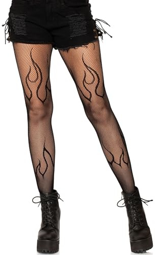 Leg Avenue Womens Dark Alternative Fishnet Tights Adult Sized Costumes, Flame