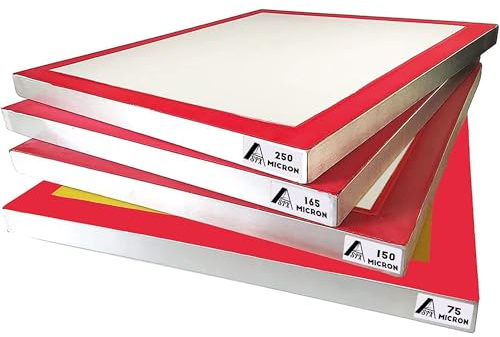 Écran d'impression en aluminium, taille 50,8 x 61 cm, cadre en soie pré-étirée, écran tamis à sec en aluminium, écran en maille de polyester, 4 tailles de maille -60, 90, 110, 200 (équiv. microns. 250