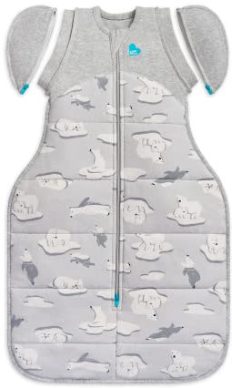 Love To Dream Übergang Pucksack, Baby Schlafsack, Large (8,5-11kg), ideal für kalte Raum Temperaturen (< 16°C), Arme hoch, einfaches Windelwechseln, abzippbare Flügel, Grau, Von Hebammen empfohlen