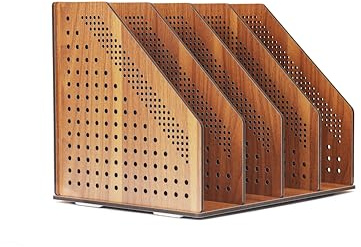 keivmlvt Wooden File Racks - Desk Organiser, Bookends, and File Holder - Wooden Carving, Senior Size - Desktop Storage for Files, Folders, and Books - Desk Tidy Organiser Set for Office and Home