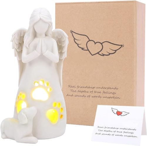 Cadeaux commémoratifs pour chien, cadeaux de perte d'animaux domestiques, statue d'ange pour chien, cadeau de commémoration, cadeau de condoléances, figurines sculptées peintes à la main pour la perte