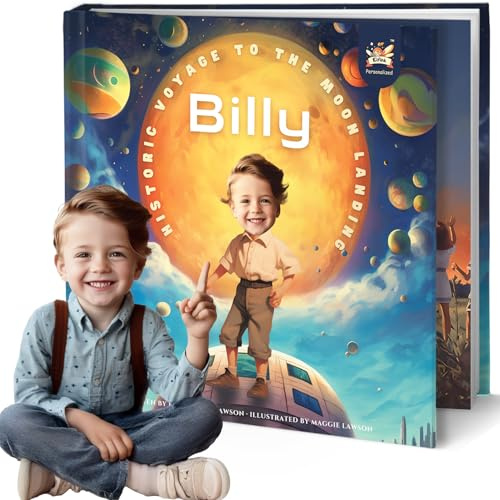 ELFINK - Libro di storia personalizzato per bambini, viaggio temporale Apollo 11, nome e foto personalizzati, regali per bambini, avventura coinvolgente per bambini, ELFINK (copertina morbida)