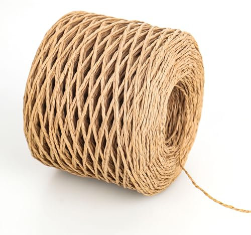 bsmmai Papierkordel - 200m x 2mm Natürliches Papierkordel Braun Papierschnur zum Basteln DIY Floristik Hochzeitsstrauß Verpackung Blumengesteck