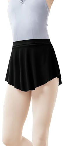 Daydance Jupe de Ballet à Enfiler en Maille pour Adolescentes de 12 à 14 Ans, Femme, Maille Noire., Taille L
