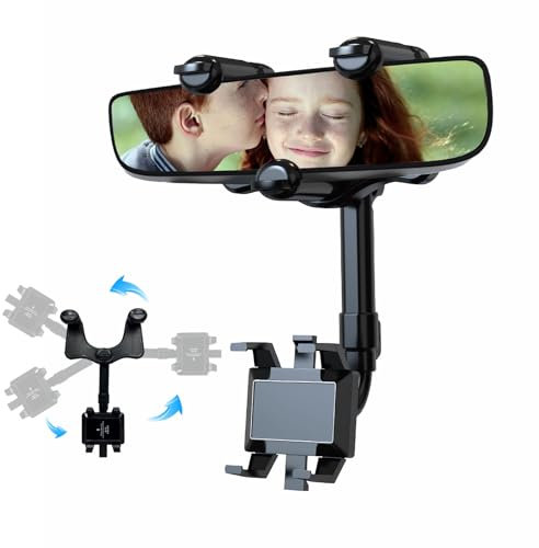 RICMOL Handyhalter für Ihr Auto Rückspiegel Handyhalter Multifunktionale 360 Grad drehbare Rückspiegelhalterung Universal Auto Handyhalterung