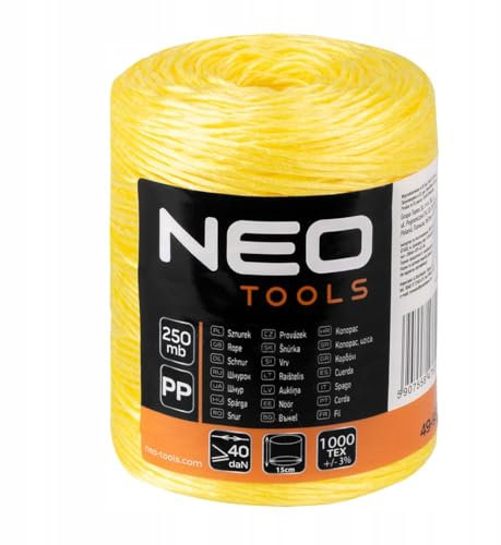 Neo Tools Corde en polypropylène - 250 m - Corde tressée en polypropylène - Corde en Plastique tressée - 250 m