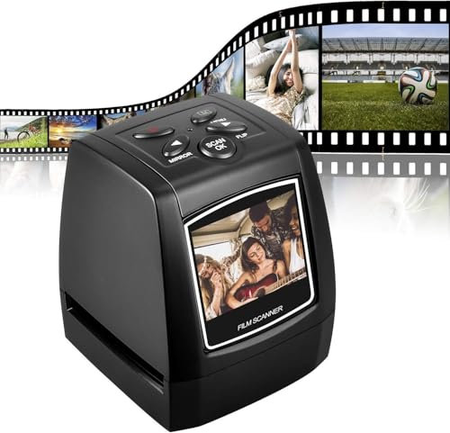 Mini Digital Film & Slide Scanner – Converts 35mm Negatives & Slides to JPEG Images – Includes 2.4 LCD Screen – Easy Load Film Adapters