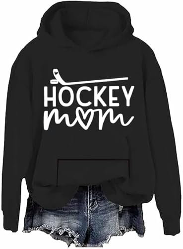 Hockey Mom Hoodie, Hockey Mom Sweatshirt, Hockey-Sweatshirts für Damen, Hockey-Pullover, Hoodie, Hockey-Liebhaber, Geschenk, Schwarz , S
