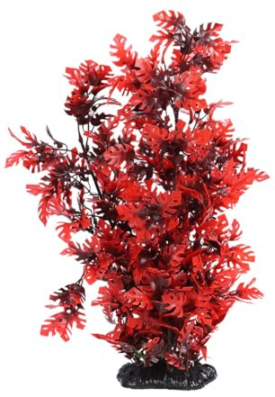 BESPORTBLE 40 cm Acuario Plantas Artificiales: Plantas de Acuario Rojas Decoraciones de Plástico Grandes Ornamento de Agua Artificial
