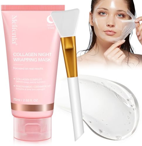 Collagen Night Wrapping Mask,Collagen Maske,Kollagen Maske für das Gesicht,overnight mask gesicht,Peel-Off Mask für strahlende Haut, Koreanische Hautpflege 75ML (1PC)