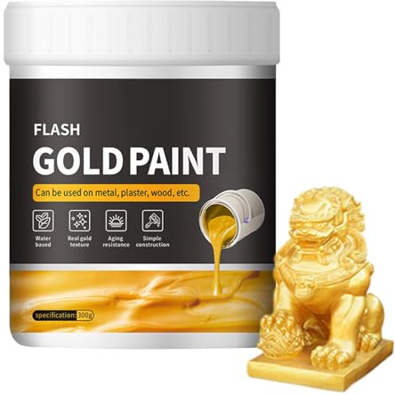 Peinture Dorée Liquide pour Dorure - 300 g de Peinture à Séchage Rapide | Peinture pour Travaux Manuels sur Plâtre, Métal, Bois, Idéale pour Fournitures Artistiques et Projets Créatifs