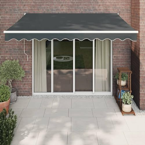 IKAYAA Toldo Retráctil 3.5 x 2.5 m, Toldo Enrollable Aluminio y Tela,Toldo Articulado Retractil con Brazo, Toldos Exterior Terraza Enrollable Antracita