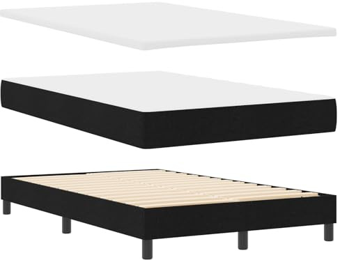vidaXL Boxspring Säng med Madrass & Bänk Svart 120x190 cm Tyg