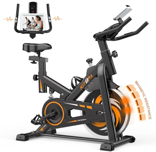 Vélos D'appartement à Résistance Magnétique, KITOPA Vélo de Fitness d'Intérieur Silencieux, Compatible avec KINOMAP et ZWIFT, Écran LCD, Entraînement Cardio à la Maison, Capacité 150KG