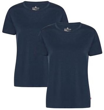 DANISH ENDURANCE 100% Merino Wool T-shirt for Women, Lightweight & Odour-Resistant Undershirt, 2-Pack Dark Navy S