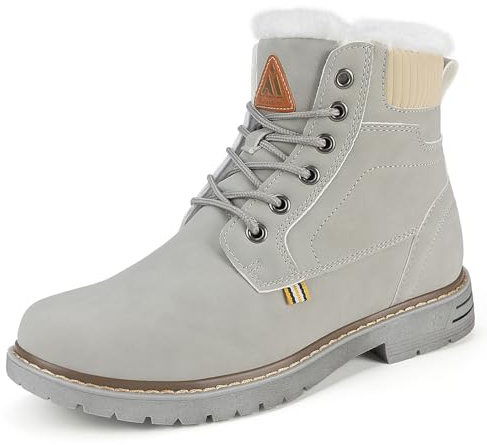 Mishansha Winterschuhe Damen Warme Gefüttert Winterstiefel Frauen Stiefeletten Grau Gr.42