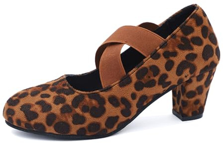 Traditional Shoes Women's Chunky Pumps Bridal Shoes Closed Comfortable Clip Pumps Platform Dance Shoes Block Heel Weddings Wide Feet Wedding Shoes Width H Wedge Pumps, brown, 4.5 UK