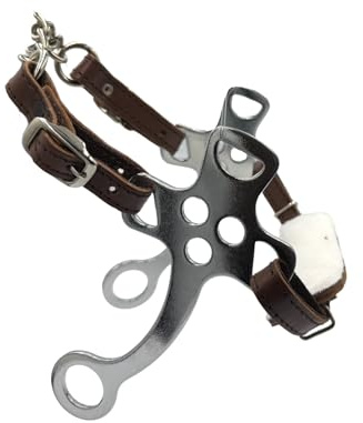 Equine Smile ES0208 METALAB SuperBit Leather Bit Chrome-Plated Hackamore with Leather Nose Strap Made of High-Quality Stainless Steel (Pony)