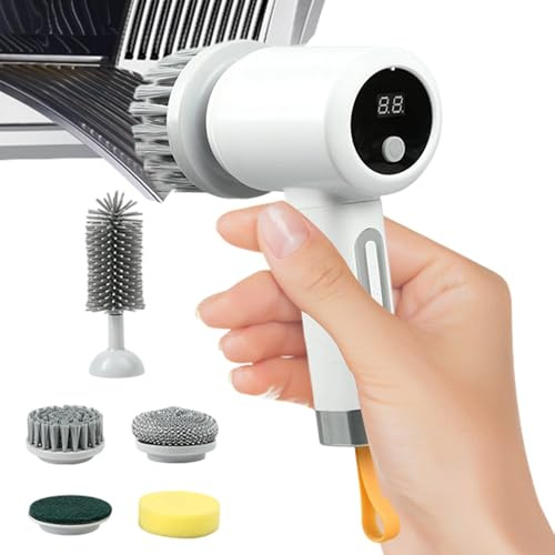 Bathroom Scrubber | 3-Level Electric Household Tool with 5 Brush Heads,Shower Cleaner Brush | for Bathtub Tile Grout Floor Toilet Kitchen Wall Home Household Apartment Car Baseboard Washing