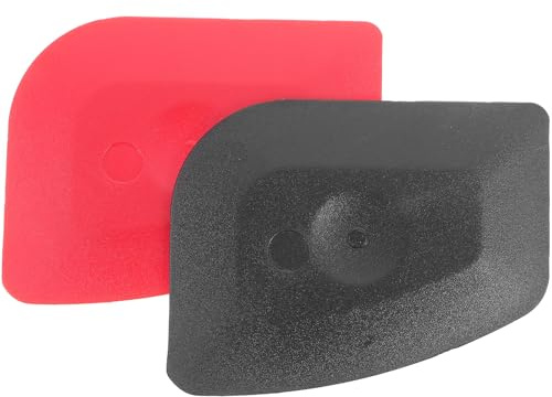 MAGICLULU Lot de 2 Grattoirs à Pot Ovales Moyens en Polycarbonate, Outils de Nettoyage pour Casseroles et Poêles, Racloirs à Crème Réutilisables Rouges et Noirs, Adaptés la Pâtisserie