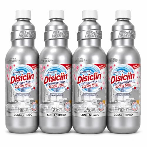 Disclin Silver Limpiador Multisuperficies Concentrado 1L | Pack 4 Unidades | pH Neutro | Sin Lejía | Higiene Total | RASMACOR
