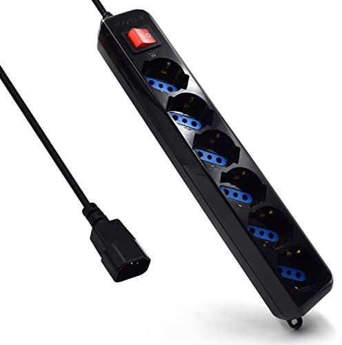 Ewent EW3925 Base múltiple 1,5 m 6 Salidas AC Negro - Bases múltiples (1,5 m, 6 Salidas AC, Tipo L, Negro, 250 V, 10 A)